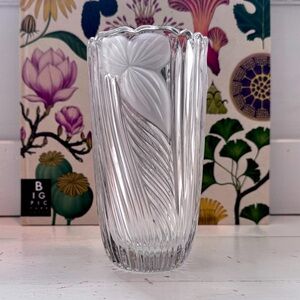 Vintage crystal vase with frosted flowers